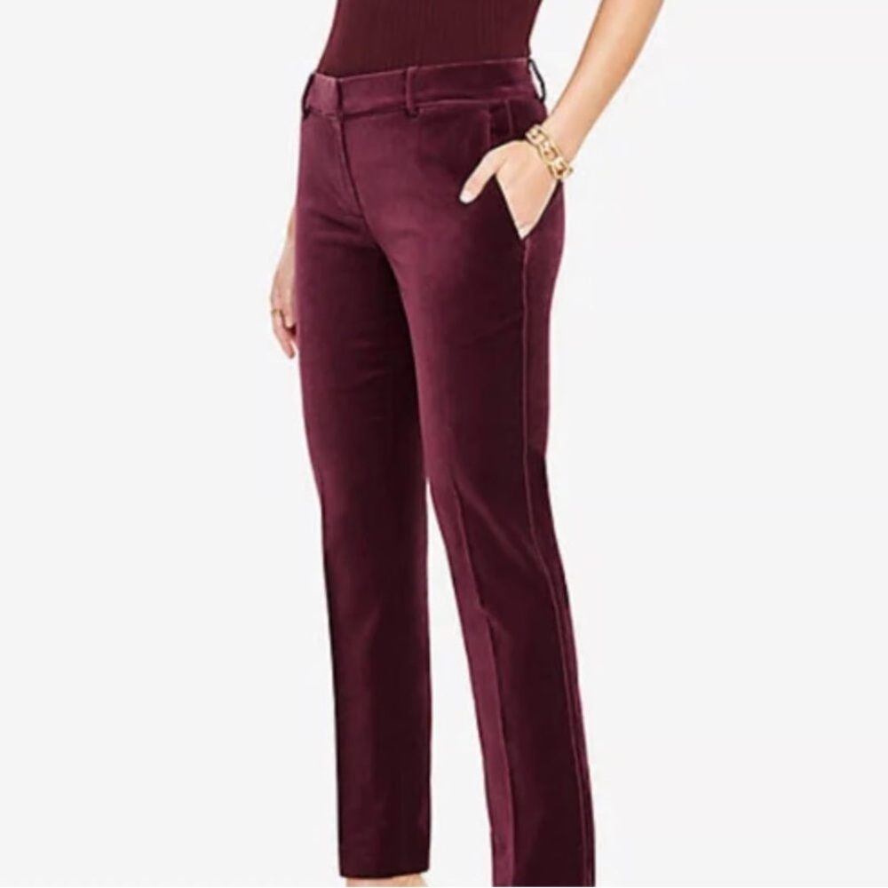 Ann Taylor Pants Women's 8 Burgundy Velveteen Ankle Skinny